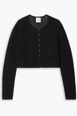 Leset Jasmine cropped pointelle-knit cardigan