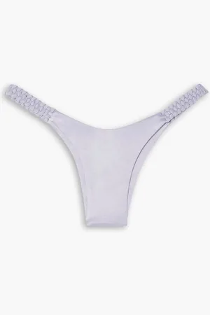 Isa Boulder Highweave stretch-satin low-rise bikini briefs - Purple