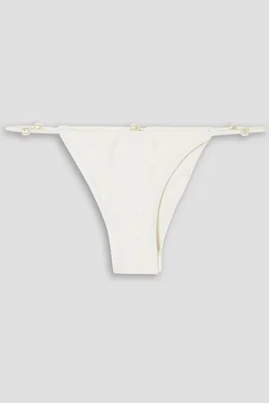Cult Gaia Anoki faux pearl-embellished low-rise bikini briefs - White