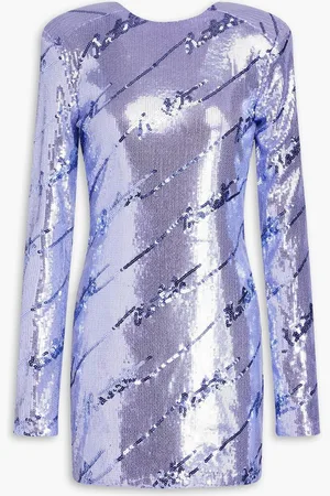 ROTATE Sequined stretch-mesh mini dress - Purple