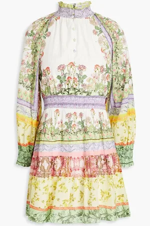 ALICE+OLIVIA Alice Olivia - Lavinia tiered floral-print cotton-mousseline mini dress