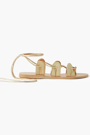Ancient Greek Sandals Aristide metallic embroidered leather sandals - Metallic