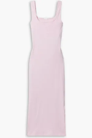 SKIN Cutout ribbed Pima cotton-jersey midi dress - Pink