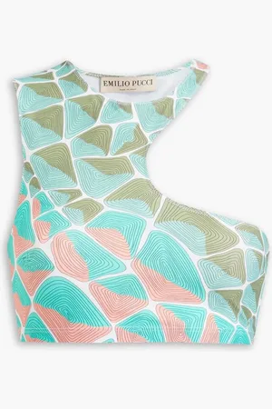 Puccini Cutout printed stretch-jersey sports bra - Green