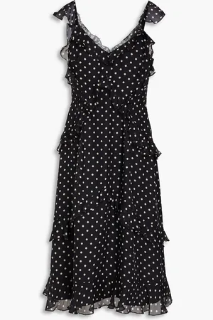 MIKAEL AGHAL Ruffled polka-dot silk midi dress