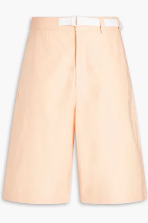 Maison Kitsuné Belted cotton-twill shorts - Orange
