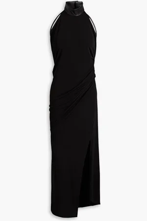 Helmut Lang Draped crepe halterneck midi dress