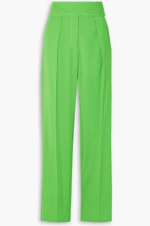 Christopher John Rogers Pleated wool tapered pants - Green