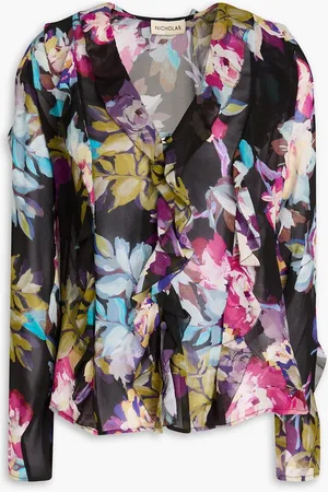 Nicholas Ruffled floral-print silk-chiffon blouse