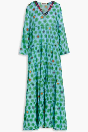 EMPORIO Alba printed cotton-voile maxi dress - Blue
