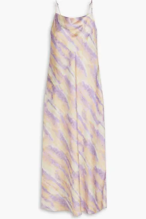 Vince Printed satin midi slip dress - Purple