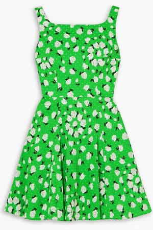 EMILIA WICKSTEAD Panna floral-print textured Swiss-dot cotton-blend mini dress