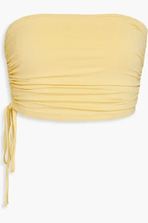 Bondi Born Rainey ruched bandeau bikini top - Yellow