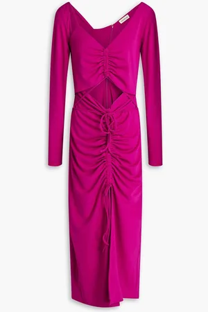 Nicholas Ruched cutout stretch-jersey midi dress - Purple