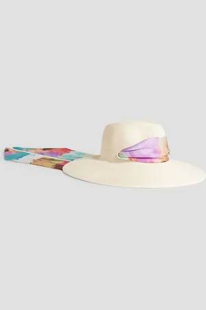 EUGENIA KIM Cassidy satin-trimmed faux straw sunhat - White