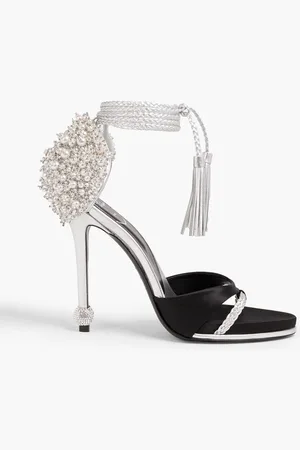 Roger Vivier Embellished metallic leather and satin sandals