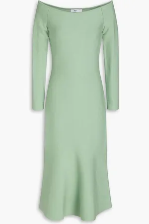 Safiyaa Renée off-the-shoulder knitted midi dress - Green