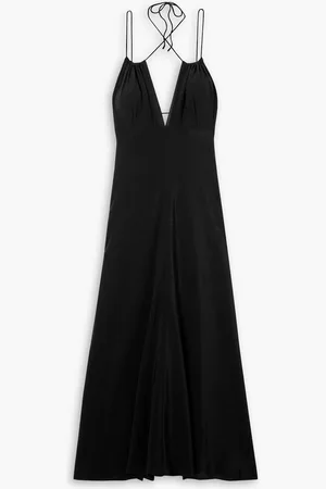 Totême Gathered silk crepe de chine halterneck maxi dress