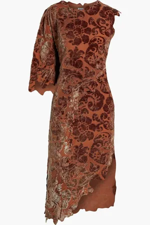 Acne Studios Asymmetric devoré-velvet midi dress - Brown