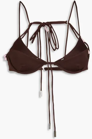 Jacquemus Barco bead-embellished underwired bikini top - Brown