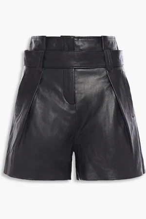 Muubaa Donan belted pleated leather shorts