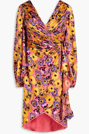 THEIA Monika wrap-effect floral-print devoré-chiffon dress