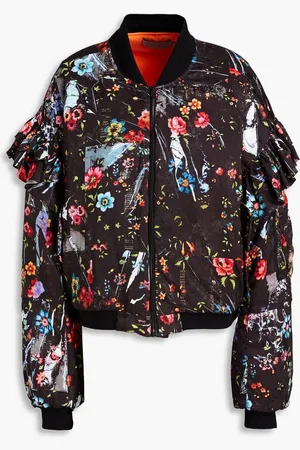 THORNTON BREGAZZI Modette floral-print satin-jacquard bomber jacket