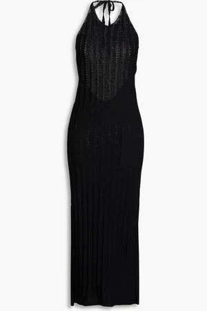 Ganni Pointelle-knit halterneck midi dress