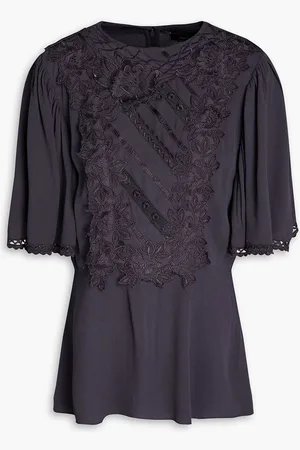 Isabel Marant Lapao embroidered crepe top - Purple