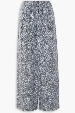 Joslin Sophia floral-print silk wide-leg pants - Blue