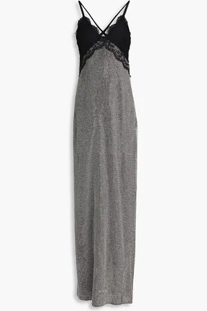 Christopher Kane Lace-paneled embellished tulle gown - Metallic