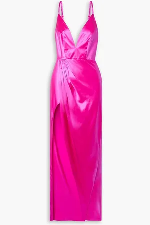 FLEUR DU MAL Draped silk-charmeuse maxi slip dress - Pink