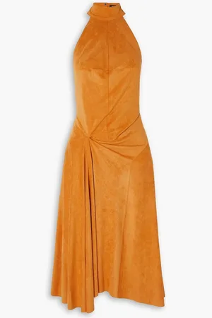 Isabel Marant Calypso draped faux suede halterneck midi dress - Brown