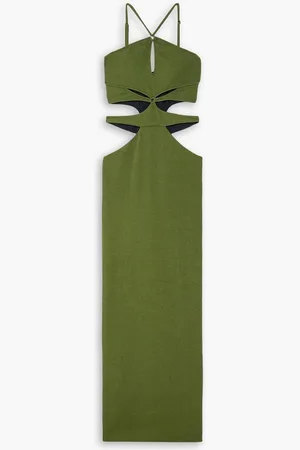 PATBO Asterisk cutout stretch-knit maxi dress - Green