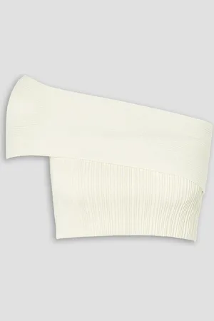 Anna Quan Clare one-shoulder cropped ribbed cotton-blend top - White