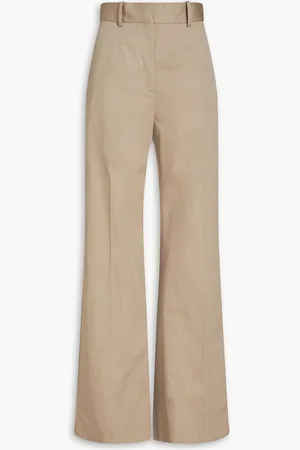 Another Tomorrow Stretch cotton-twill wide-leg pants - Neutral