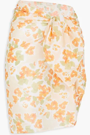 Peony Floral-print cotton-voile pareo