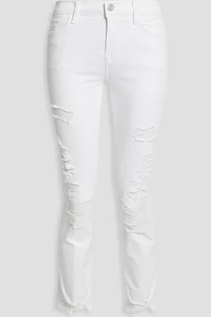 Frame Le High cropped distressed high-rise skinny jeans