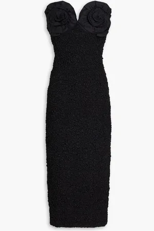Mara Hoffman Mona strapless poplin-trimmed popcorn cotton midi dress