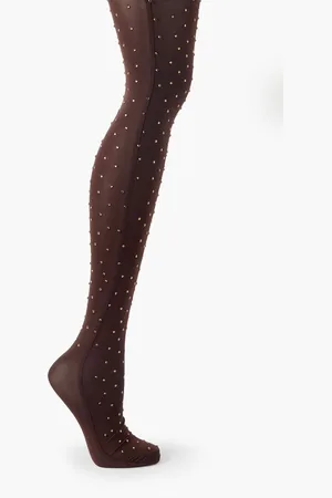 ALEX PERRY Rane crystal-embellished stretch-jersey tights - Brown