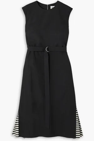 Partow Blaise belted striped cotton-poplin midi dress