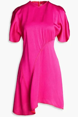 Victoria Beckham Asymmetric satin-crepe mini dress - Pink