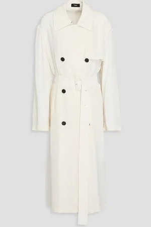 THEORY Belted crepe de chine trench coat - White