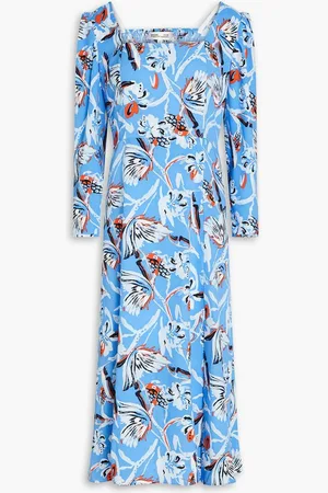 Diane von Furstenberg Joanna floral-print crepe midi dress - Blue