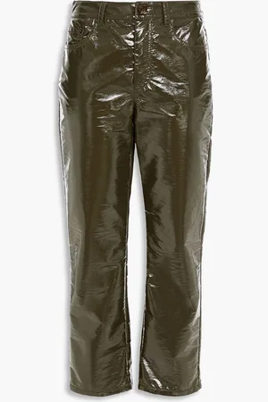 VIVETTA Appliquéd faux leather straight-leg pants - Green
