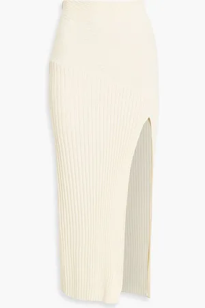 Nicholas Ribbed-knit midi skirt - White