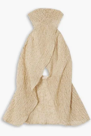 Savannah Morrow Haveli open-back linen and cotton-blend wrap top - Neutral