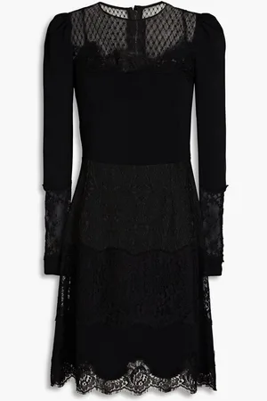 Dolce & Gabbana Embroidered lace-paneled crepe dress