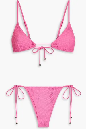 Leslie Amon Filippa embellished stretch-mesh bikini - Pink