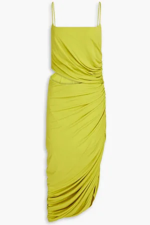 Halston Heritage Averie cutout ruched jersey midi dress - Green